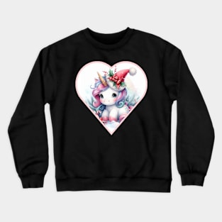 Christmas Unicorn Heart Crewneck Sweatshirt